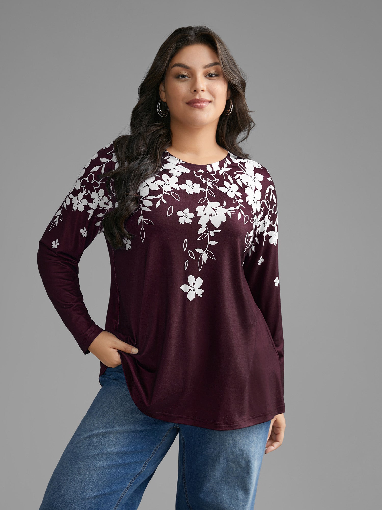 Round Neck Boho Print T-Shirt