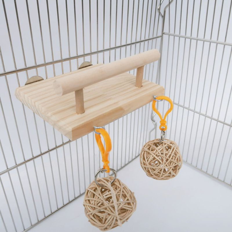 Wooden Bird Parrot Perches Cage Toy