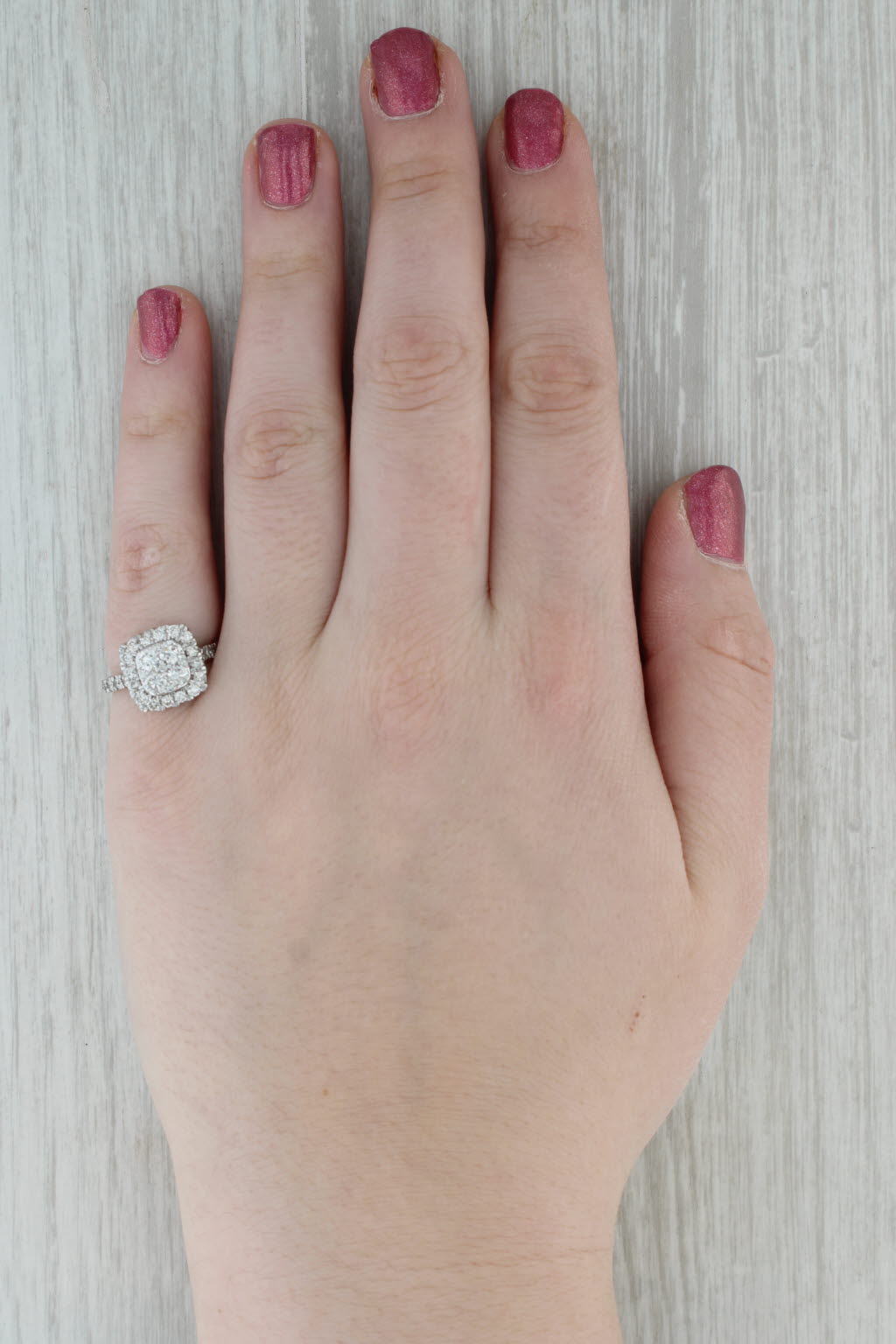 1.45ctw Vintage Diamond Halo Ring 14k White Gold Size 6