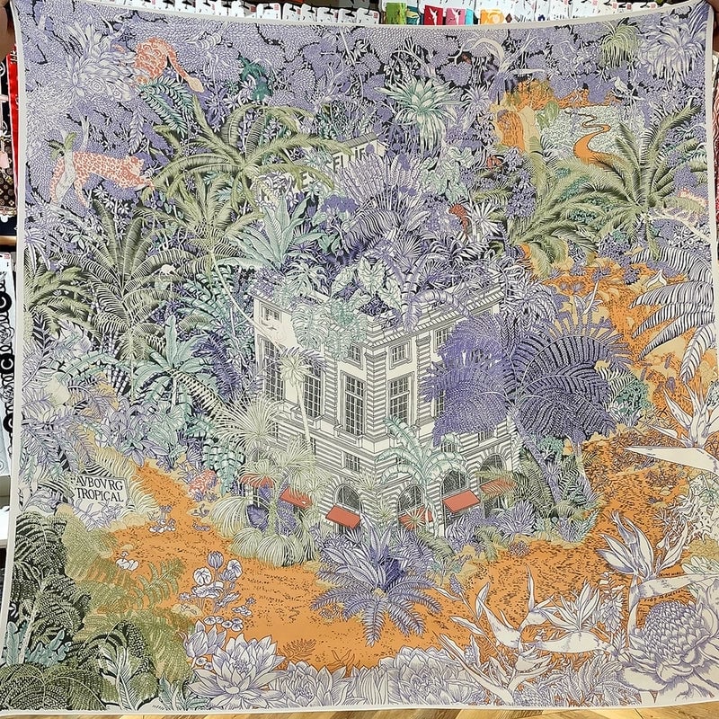 Women's Elegant Business Basic House Plant Imitation Silk Wool Scarf