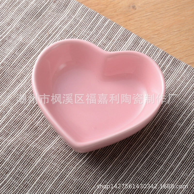 Heart-Shaped Ceramic Small Dipping Dish Household Seasoning Dish For Hotel Restaurant Dessert Snack Dish Dish