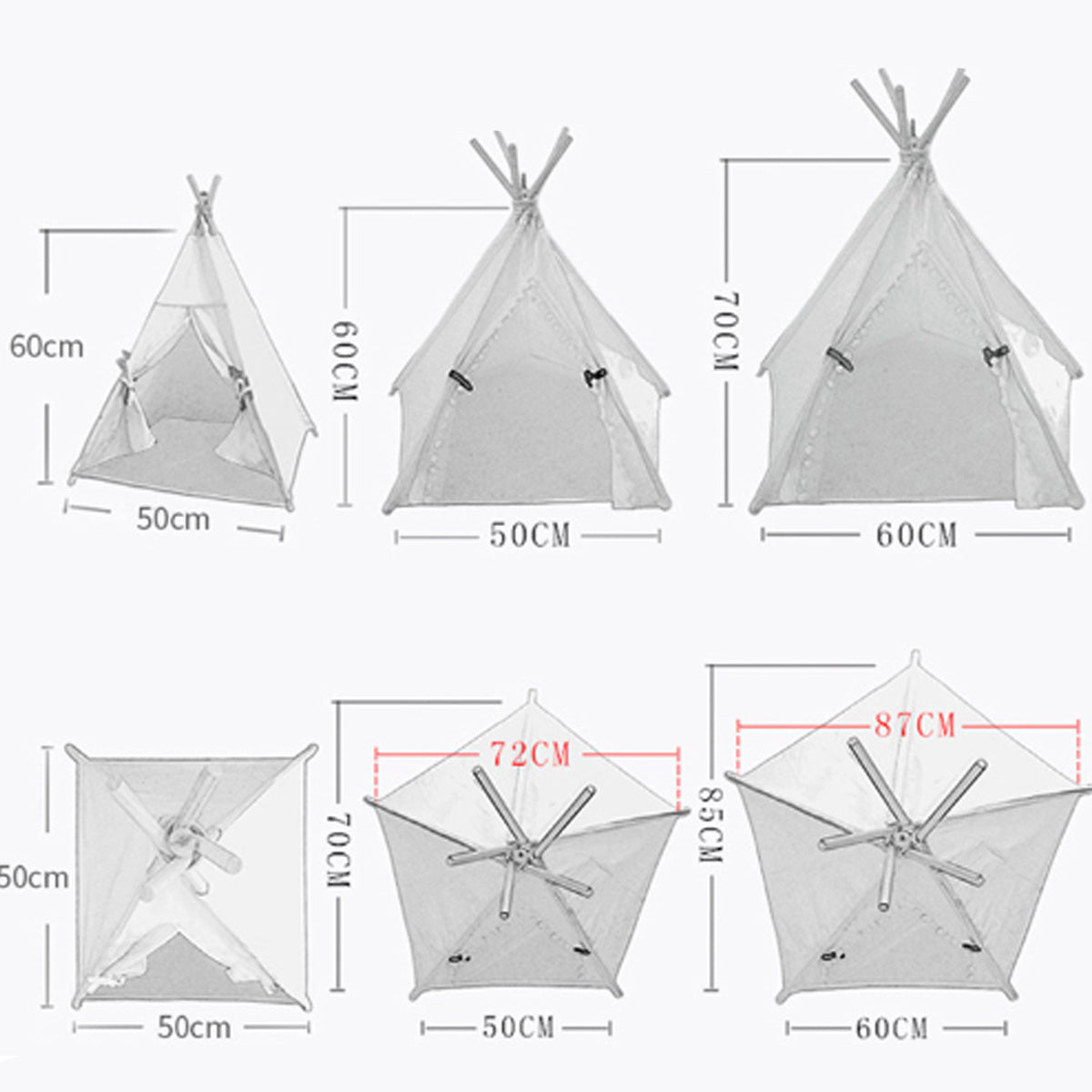Portable Pet Teepee Tent - Cozy Dog & Cat Bed with Washable Cushion