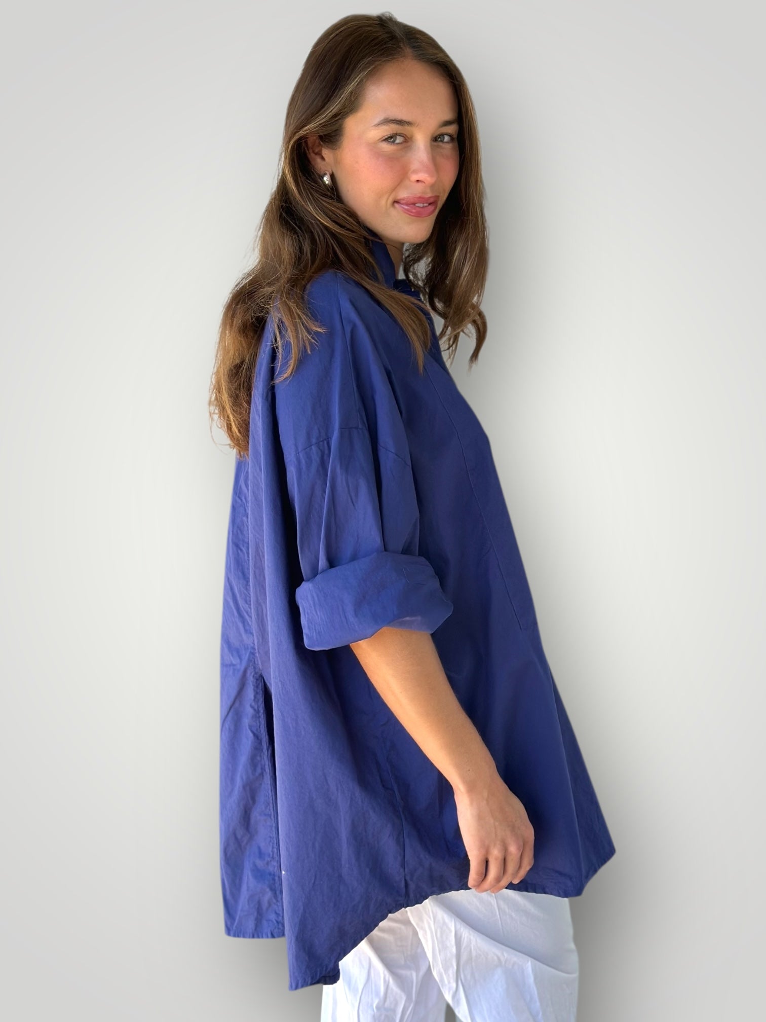 megan shirt - blue dusk cotton