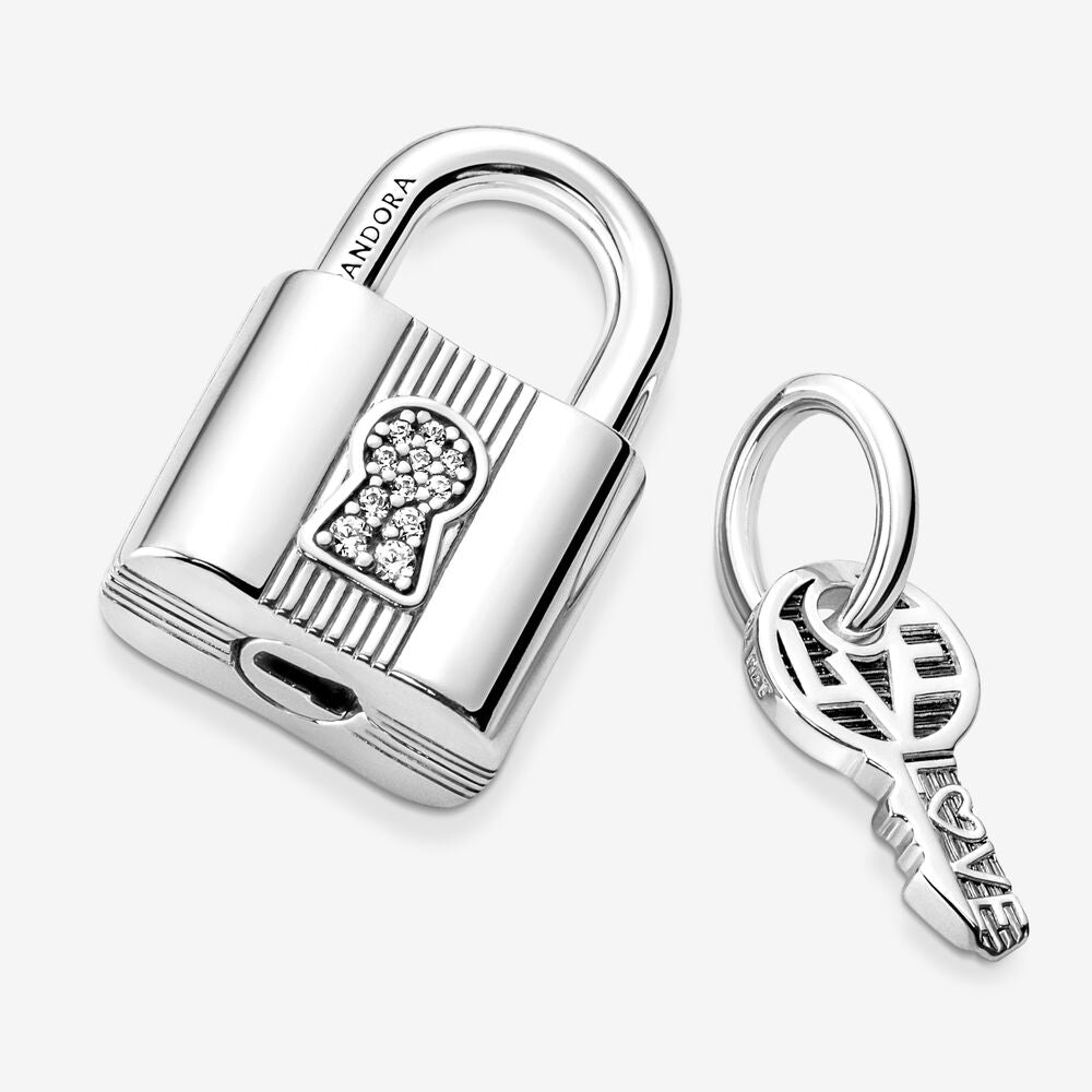 Padlock and Key Dangle Pandora Charm