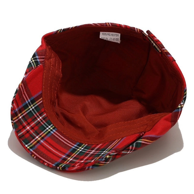 Beret Women's Trendy Korean-style Plaid Cap Men's Sunscreen Sun Hat Outdoor Casual Plaid Forward Hat