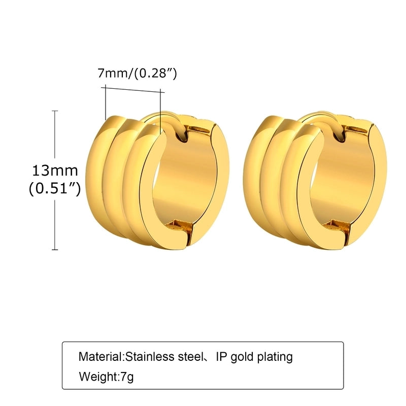 1 Pair Streetwear Solid Color Plating Inlay 201 Stainless Steel Zircon Gold Plated Hoop Earrings