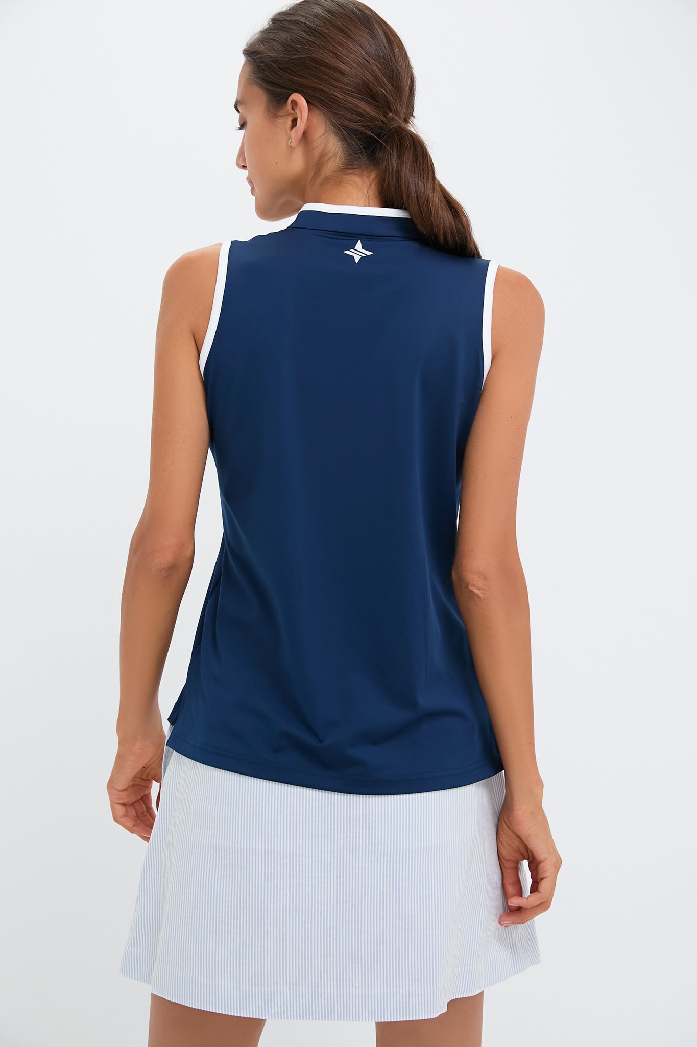 Navy Sleeveless Connors Mock Neck