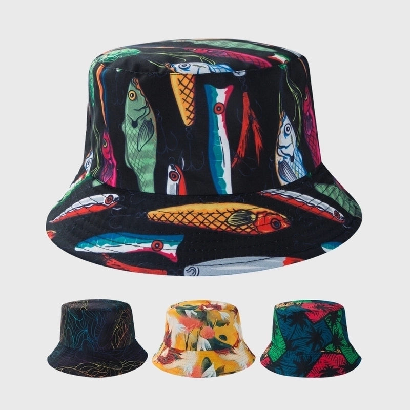New Fisherman Hat Personality Simple And Colorful Wild Flat Top Double-sided Can Wear Basin Hat