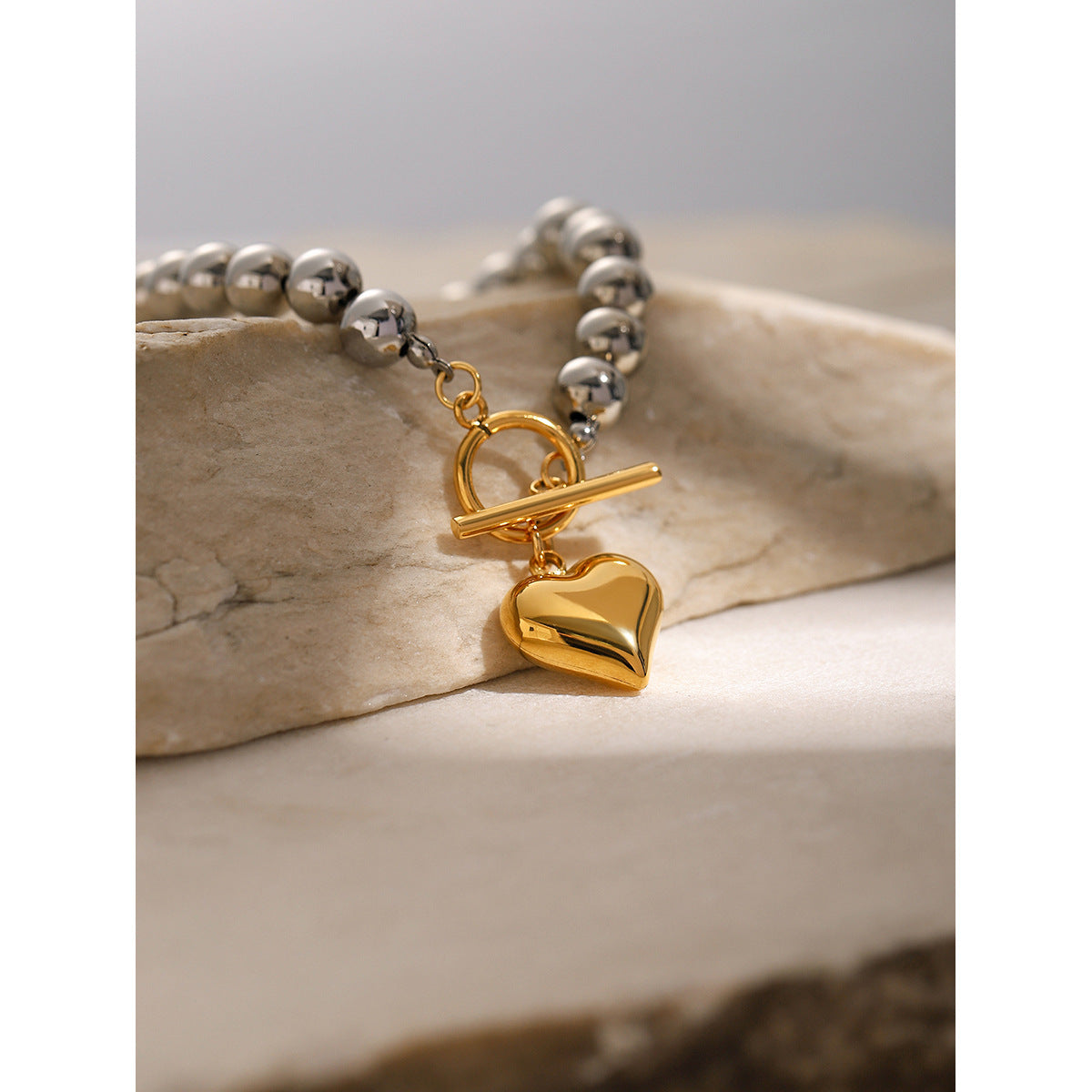 Unisex IG Style Heart Stainless Steel 18K Gold Plated Bracelets