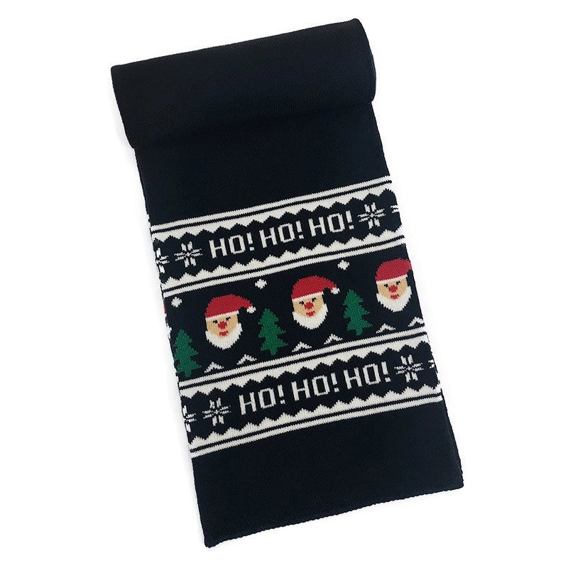 Unisex Fashion Christmas Tree Santa Claus Letter Knit Winter Scarves