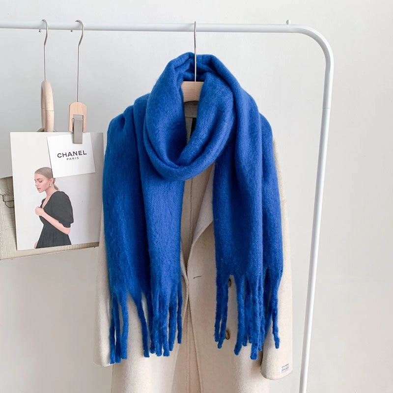 Women's Minimalist Solid Color Imitation Cashmere Tassel Scarf