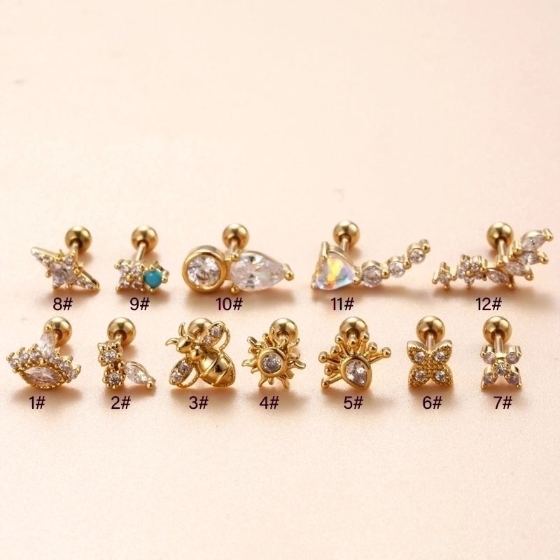 1 Piece Ear Cartilage Rings & Studs IG Style French Style  Water Droplets Flower Copper Inlay Zircon