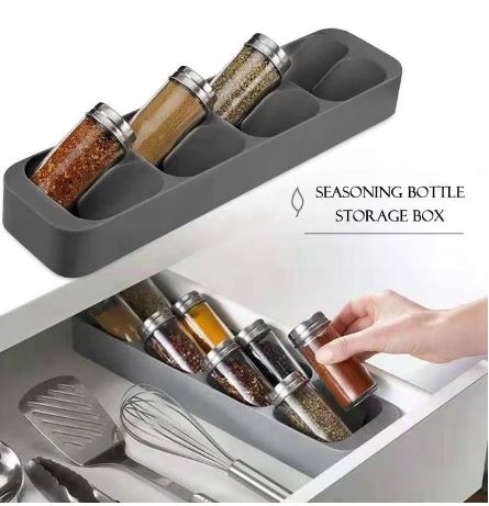 Kitchen Drawer Compact 8 Grids Spice Jar Organizer