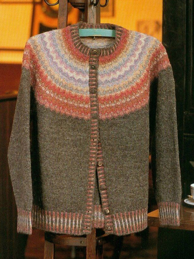 Vintage Knit Icelandic Pattern Women's Sweater