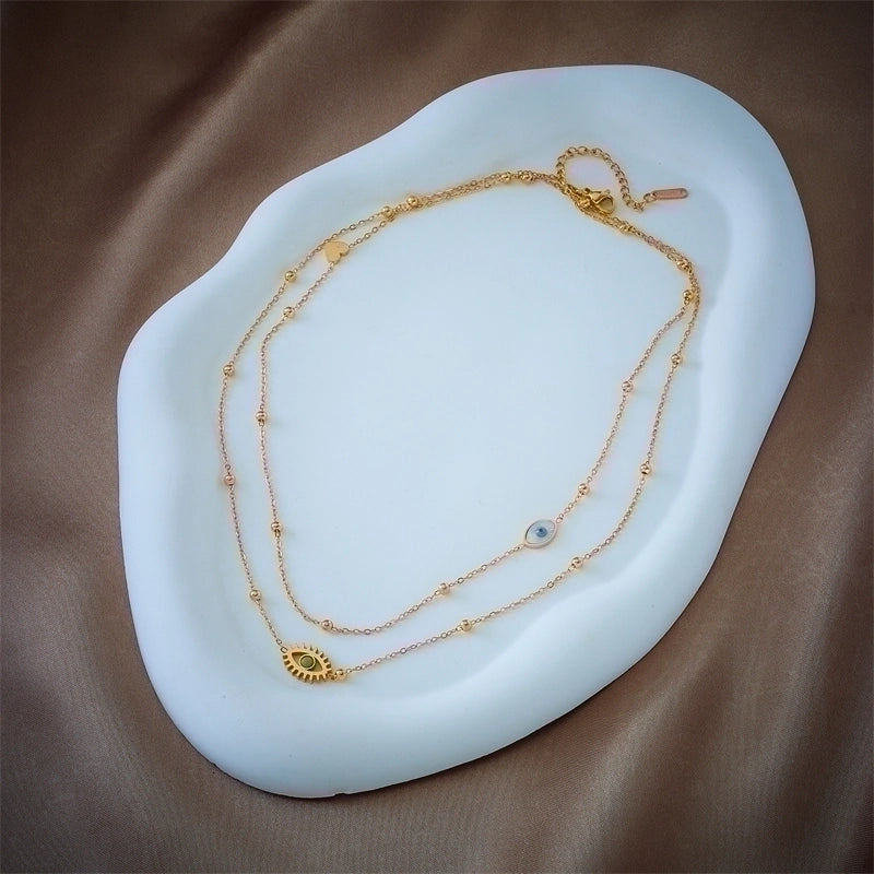 Fashion Devil'S Eye 304 Stainless Steel 18K Gold Plated Plating Stainless Steel Necklaces