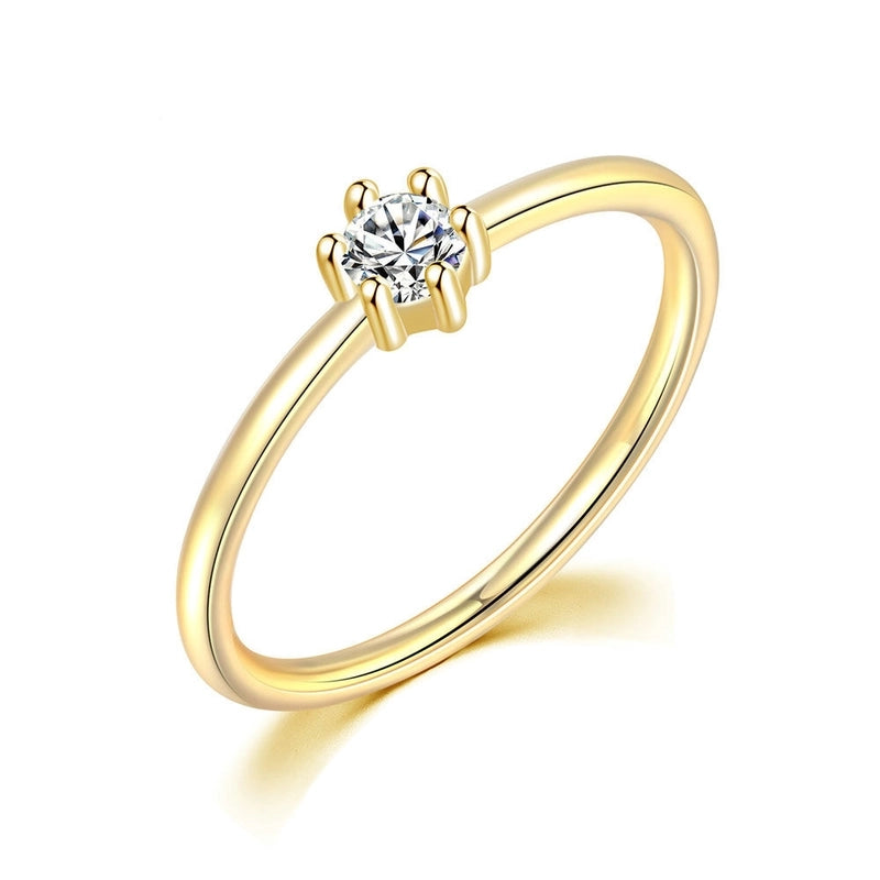 Glam Geometric Copper Gold Plated Zircon Rings