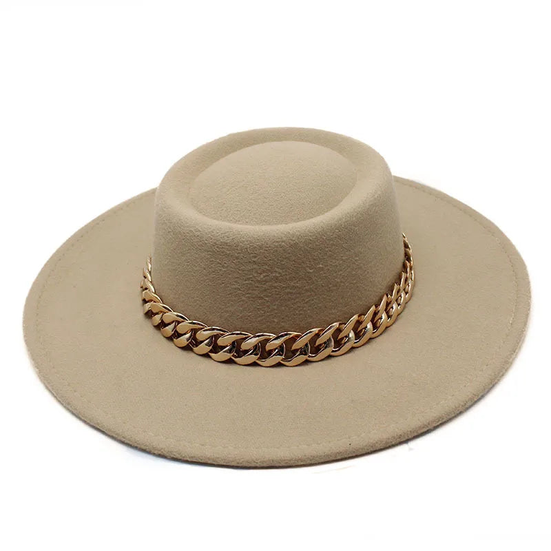 Elegant Round Concave Flat Top Woolen 8.5cm Top Hat Men And Women Fashion Flat Top Woolen Top Hat