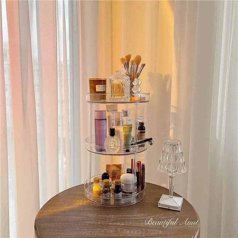 3 Tier Clear Lazy Susan Organizer. 9-Inch Rotating Lazy Susan Turntable for Cabinet Plastic Lazy Susan Spice Rack Organizer