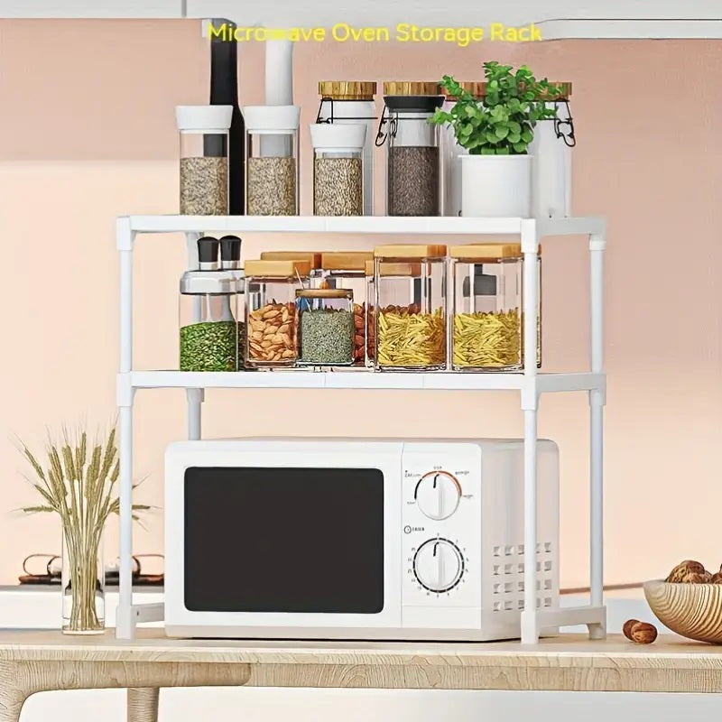 2 Layers Microwave Oven Storage Shelf-(5301)White