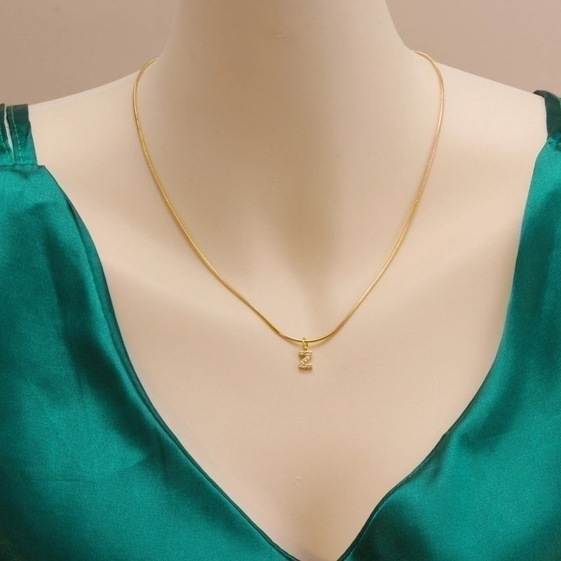 Fashion Letter Titanium Steel Plating Zircon Pendant Necklace