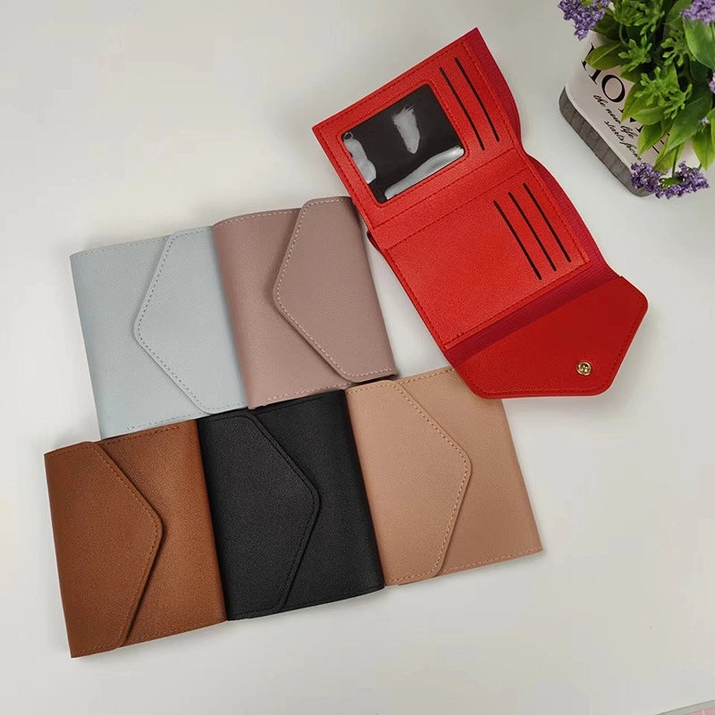 Women's Solid Color Pu Leather Buckle Card Holders