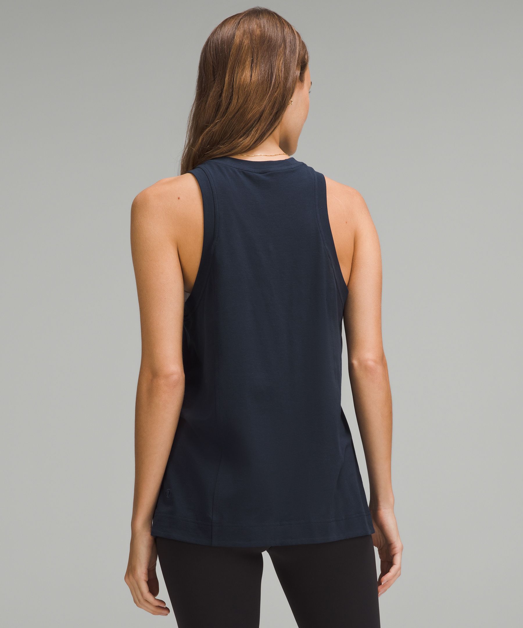 Long Cotton Crewneck Tank Top