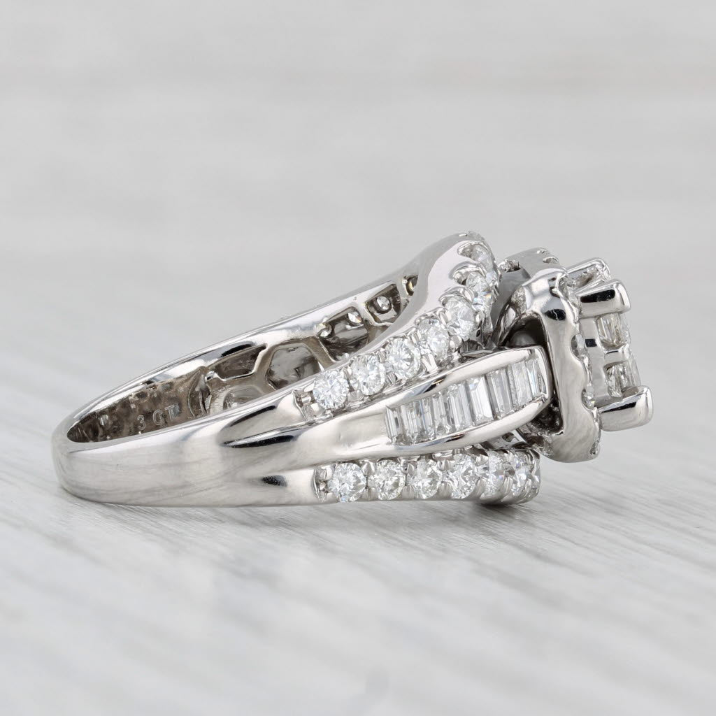 2.78ctw Diamond Halo Bridal Ring 14k White Gold Size 8.5