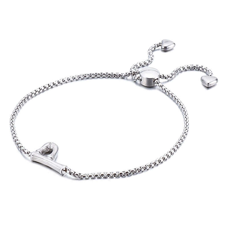 Casual Minimalist Letter Heart Shape Stainless Steel 18K Gold Plated Bracelets In Bulk