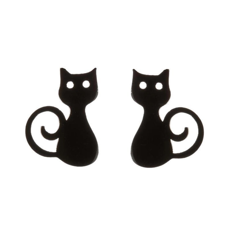 1 Pair Fashion Cat 304 Stainless Steel 18K Gold Plated Ear Studs