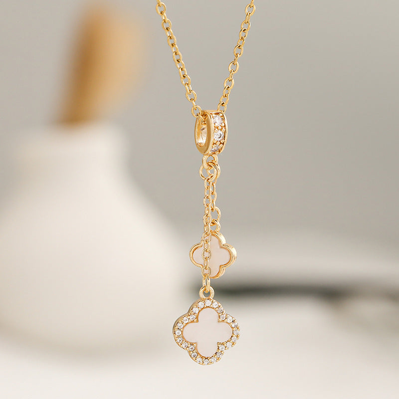 Moderate Luxury Quadrilateral Geometric Titanium Steel 18K Gold Plated Necklaces