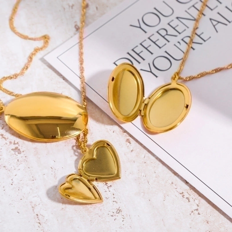 Casual Vintage Style Classic Style Heart Shape 304 Stainless Steel 18K Gold Plated Plating Stainless Steel Necklaces