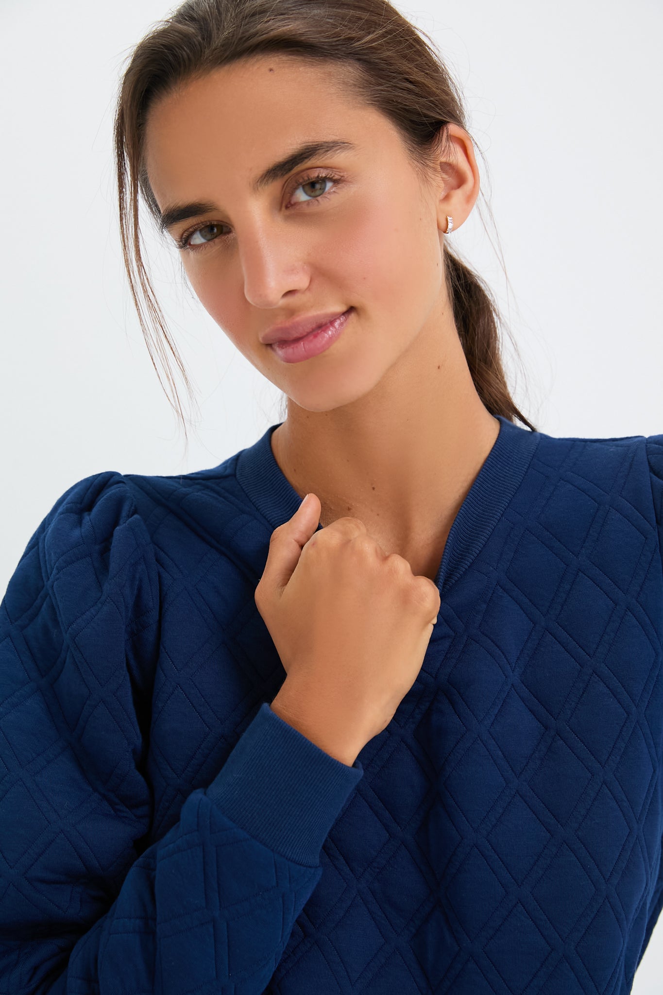 Navy Puff Sleeve Campbell Pullover
