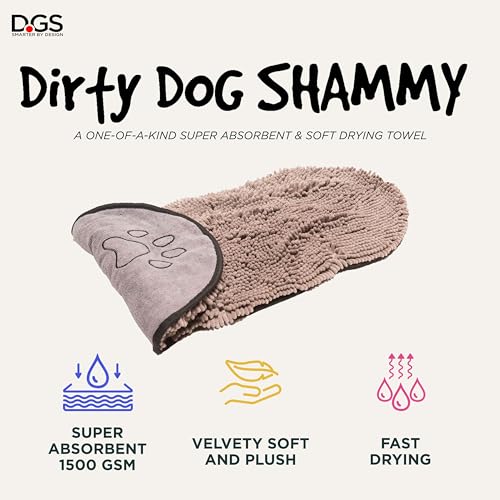 Dog Gone Smart Shammy Dog Towels For Drying Dogs - Heavy Duty Soft Microfiber Bath Towel - Super Absorbent. Quick Drying. & Machine Washable - Must Have Dog & Cat Bathing Supplies | Grey 13x31