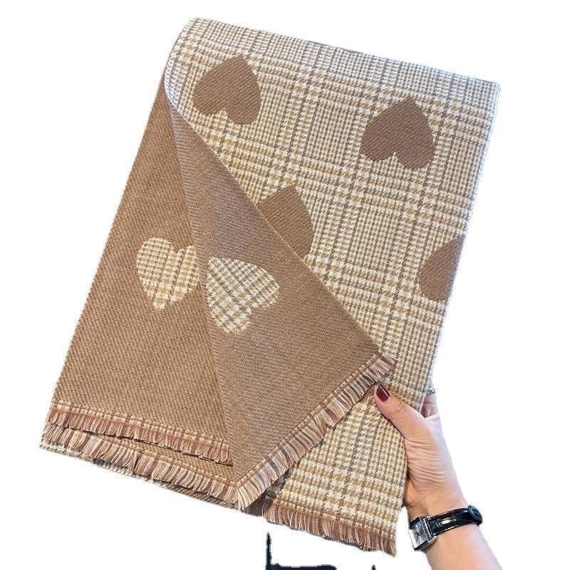 Women's Modern Style  Plaid Heart Shape Imitation Cashmere Scarf