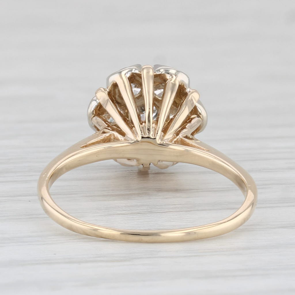 Vintage 0.49ctw Diamond Cluster Engagement Ring 14k Yellow Gold Size 4.5