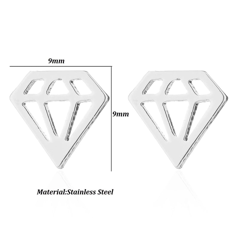 Minimalist Letter Cat Elephant Stainless Steel Plating Hollow Out Ear Studs 1 Pair