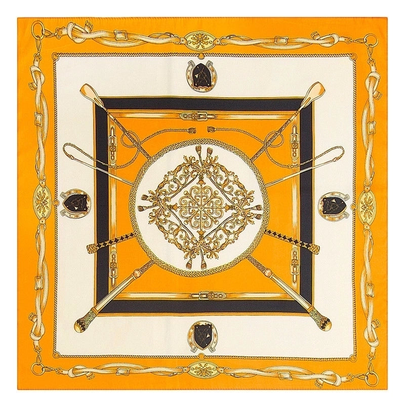 Ladies New 60cm Simulation Silk Twill Silk Carriage Flower Square Scarf