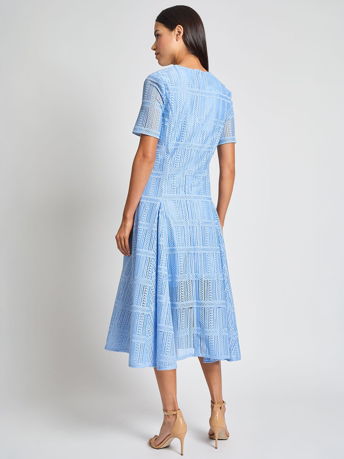 Fit-and-Flare Linear Lace Woven Maxi Dress - Modern Fit