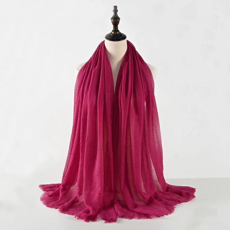 Women's Vacation Minimalist Solid Color Cotton Silk Scarf