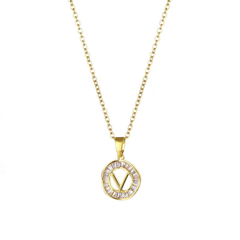 Natural Letter Text Number Stainless Steel Electroplating Necklaces