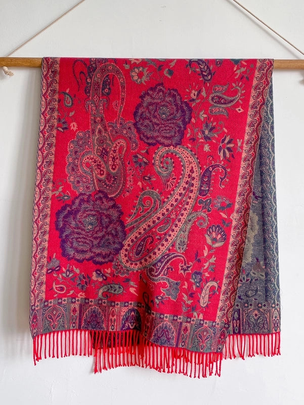 New Ethnic Style Vintage Tassel Shawl Autumn And Winter External Dual-Use Scarf Women's Travel Vacation Photo Cape