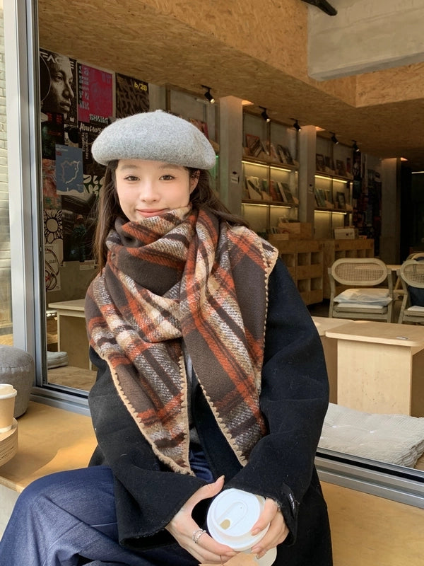 Women's Elegant Streetwear Color Block Lattice Polyester Shawl