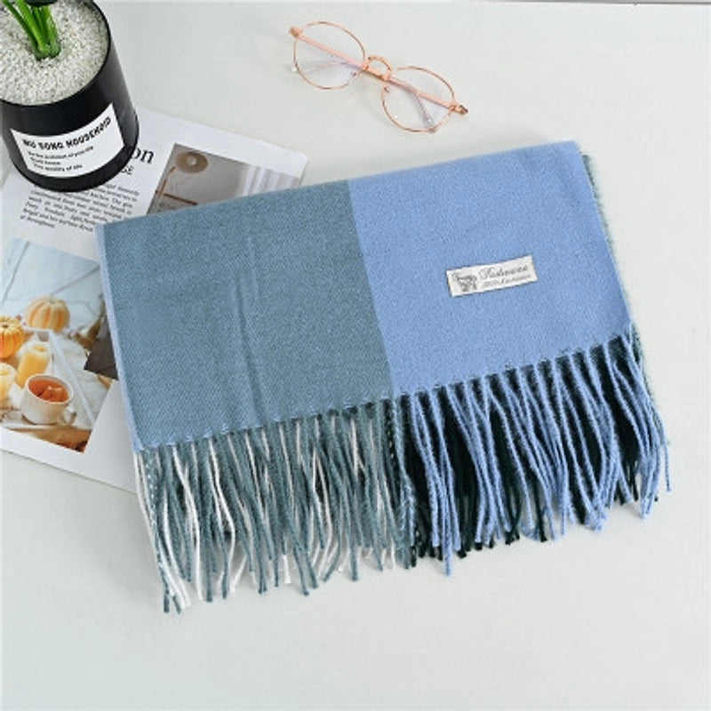Women'S Fashion Plaid Imitation Cashmere Tassel Scarf