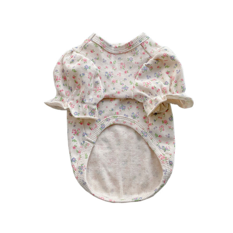 Puffy Sleeves Flower Dog Cat Clothes