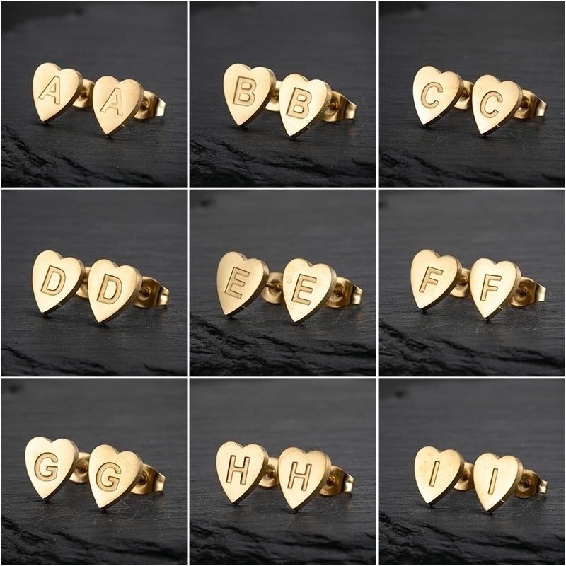 1 Pair Fashion Letter Heart Shape Plating 304 Stainless Steel 18K Gold Plated Ear Studs