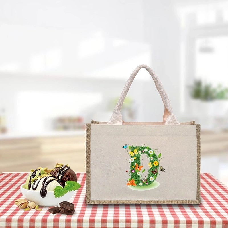 Women's Medium Canvas Letter Basic Classic Style Open Shopping Bags