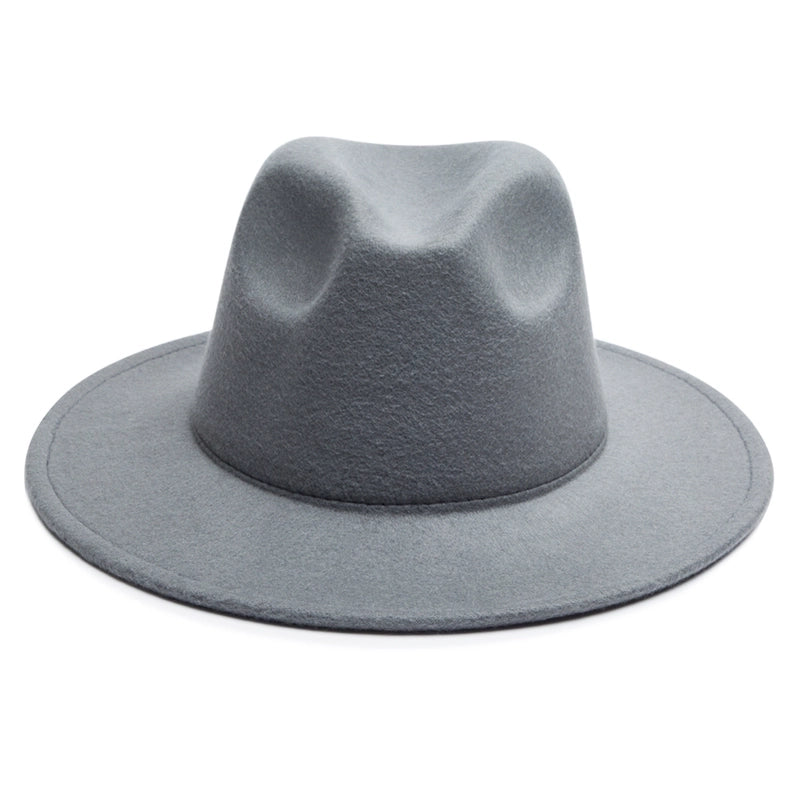 Unisex Vintage Style Minimalist British Style Solid Color Big Eaves Flat Eaves Fedora Hat