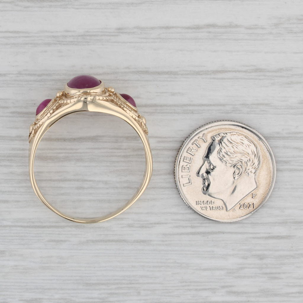 Oval Ruby Cabochon Ring 10k Yellow Gold Size 10