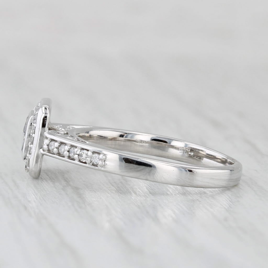 0.17ctw Diamond Cluster Halo Engagement Ring 10k White Gold Size 5