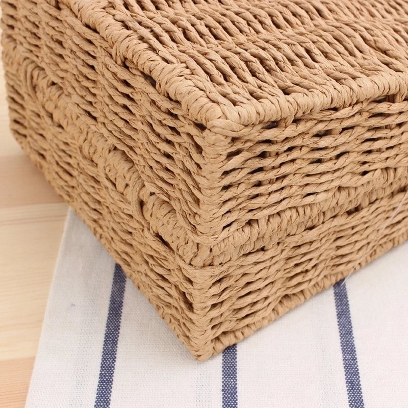 Women's Small Spring&summer Straw Solid Color Vacation Square Flip Cover Straw Bag